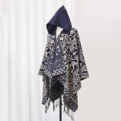 Sweater Poncho with Hoodie