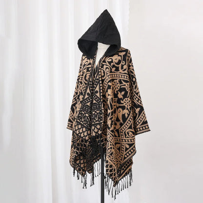 Sweater Poncho with Hoodie