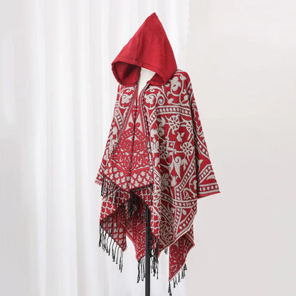 Sweater Poncho with Hoodie