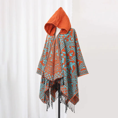 Sweater Poncho with Hoodie