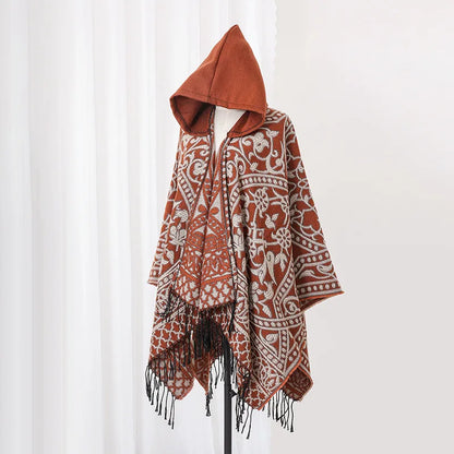 Sweater Poncho with Hoodie