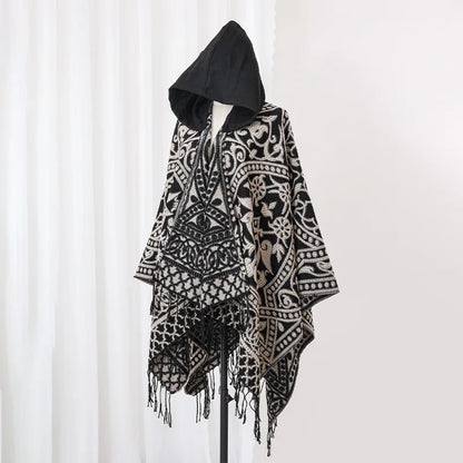 Sweater Poncho with Hoodie