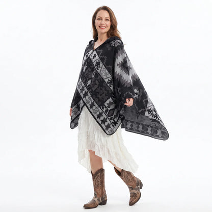 Black and White Thunderbird Poncho