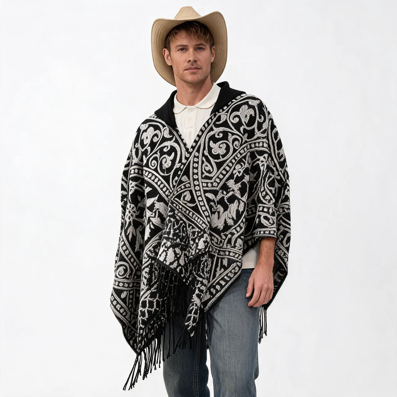 Sweater Poncho with Hoodie